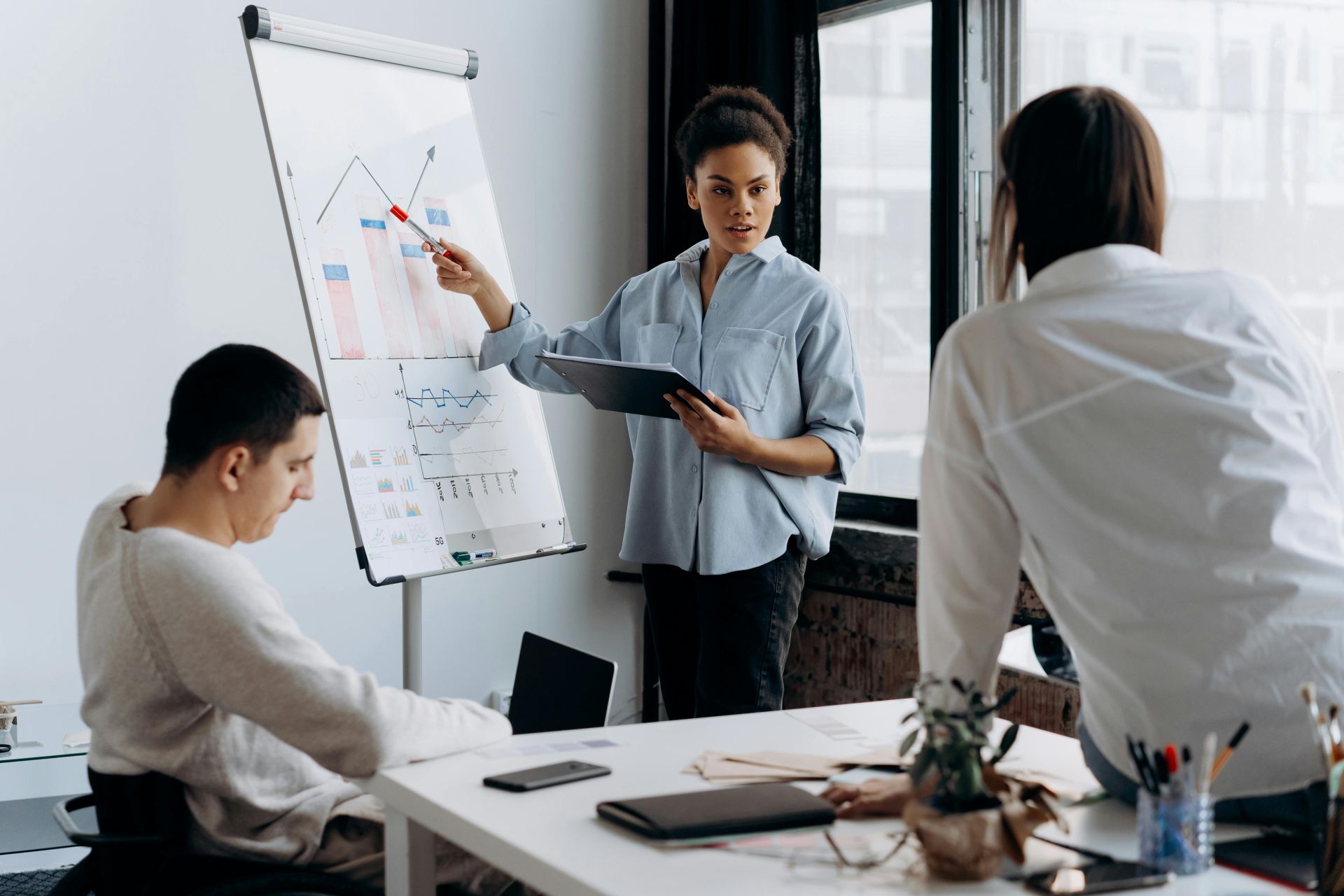 A Woman Making a Presentation in a Business Meeting