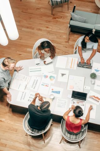 Overhead Shot of People in a Meeting